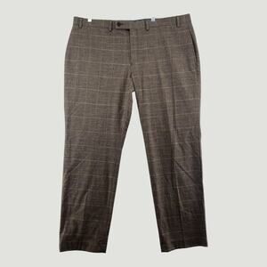 Lauren Ralph Lauren Plaid Dress Pants Men’s 42x30 Brown Stretch Slacks